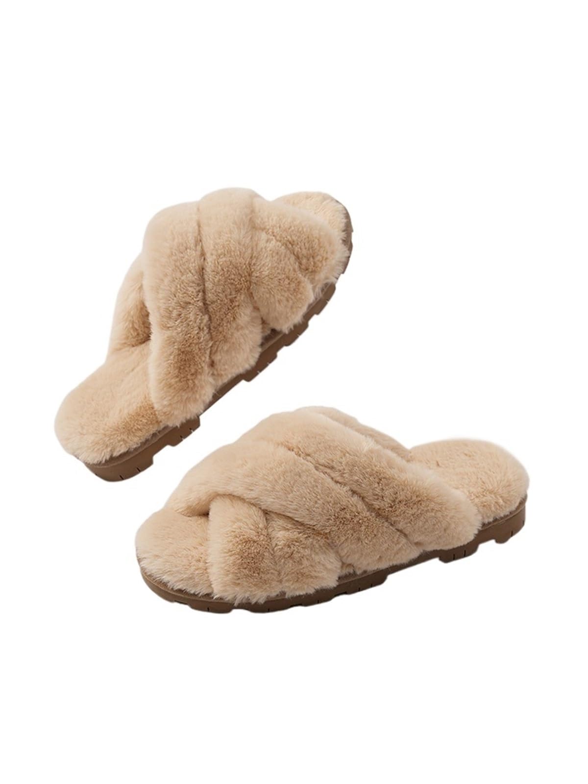 Zapatillas Esponjosas Cruzadas Zapatillas de algodón for Mujer, Piel Fondo Grueso, otoño e Invierno, Nuevas Prendas Vestir, Zapatos casa Suave, Suela Espuma Goma cálida