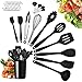 Utensili da Cucina in Silicon,25Pezzi Strumenti di Cottura Manico in Silicone Resistente al Calore Antiaderenti,Utensili da Cucina da Cucina 10 Set+Contenitore di stoccaggio+Ganci da 10 S+4 Misurino