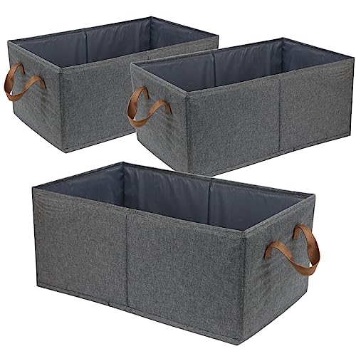 Pack of 3 Large Capacity Storage Bins Closet Organizer System, Sturdy Foldable Storage Boxes for Organizing Clothing, Sheets, Toys, Books – Shelf Organizer Shelves Basket Storage Bin