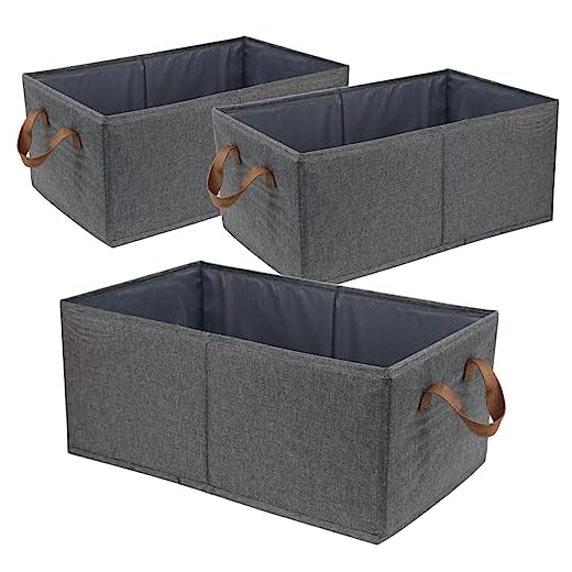 Fordonral Pack of 3 Large Capacity Storage Bins Closet Organizer System, Sturdy Foldable Storage Boxes for Organizing Clothing, Sheets, Toys, Books - Shelf Organizer Shelves Basket Storage Bin