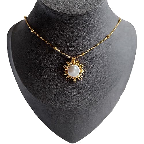 Collier Perle Baroque Bouton Roi du Soleil | Pendentif Créatif Artisanal Bijoux À Offrir Femme