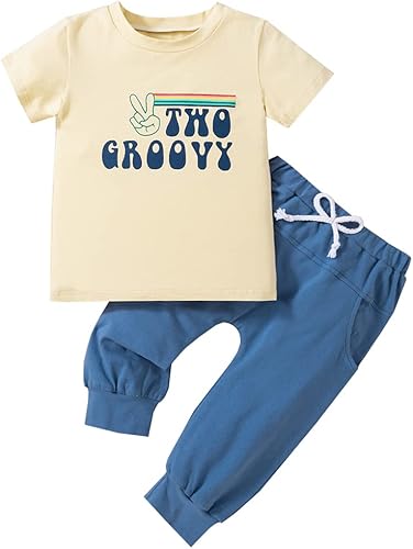 Miniatura 8 de Pudcoco Conjunto de camiseta de manga corta con letras de manga corta y pantalones largos sólidos, ropa de verano