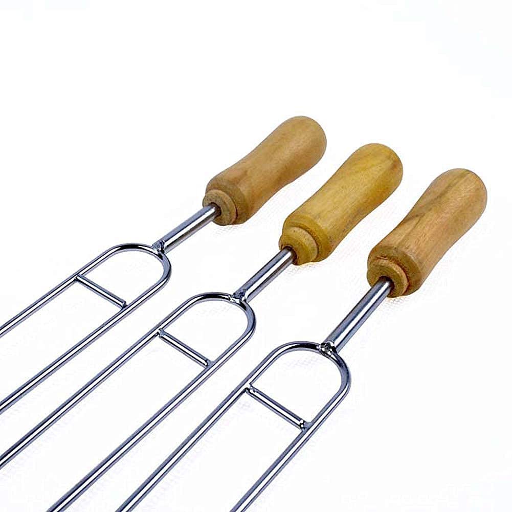 Barbecue all'aperto 6PCS Forchetta per tostatura Spiedini di kebab Forchetta per tostatura per spiedini lunghi Bastoncini di kebab Spiedi per barbecue Spiedi per griglia Spiedi per grigliate-55cm (3