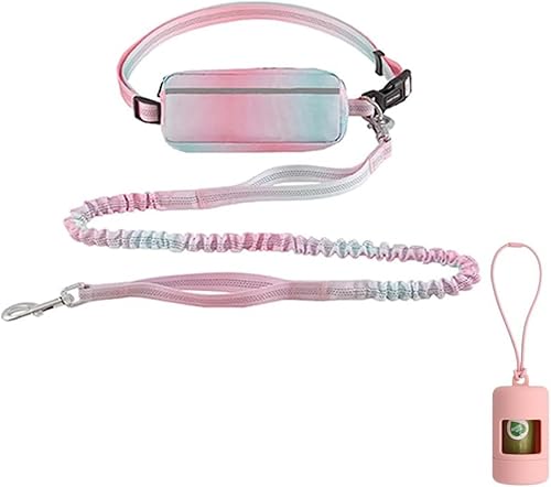 Miniatura 10 de Correa de perro manos libres para perros pequeños, medianos y grandes, con bolsa con cremallera, correa ajustable en la cintura, 3.9-6 pies de Rojo