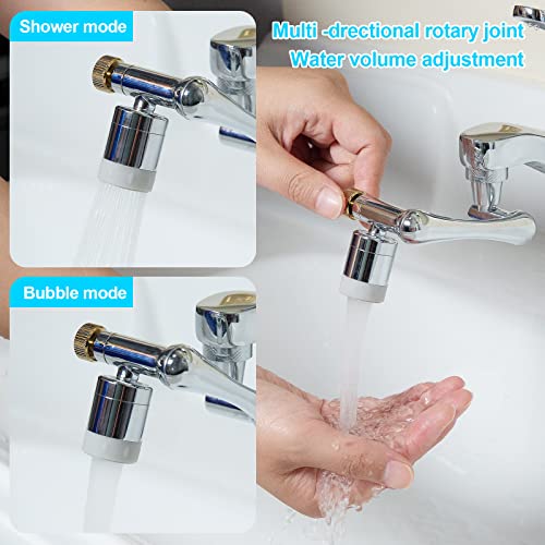 1440° Swivel Faucet Extender Universal Sink Swivel Faucet Filler, 1080°+360° Swivel Large Angle Robotic Arm Universal Splash Filter Faucet, Kitchen Bathroom Sink Sprayer Attachment