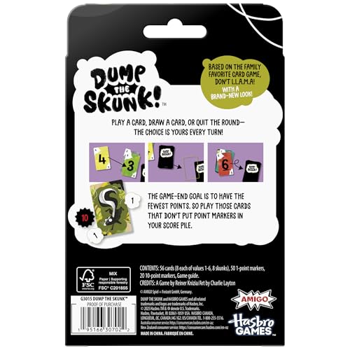 image for Hasbro Gaming Dump The Skunk! Game | Family Card Game by Reiner Knizia