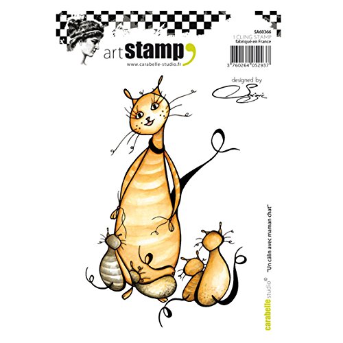 Carabelle Studio Timbri Cling, Calin avec Maman Chat, per Stampa su Carta, Realizzazione di Biglietti e Scrapbook, Multi-Colour