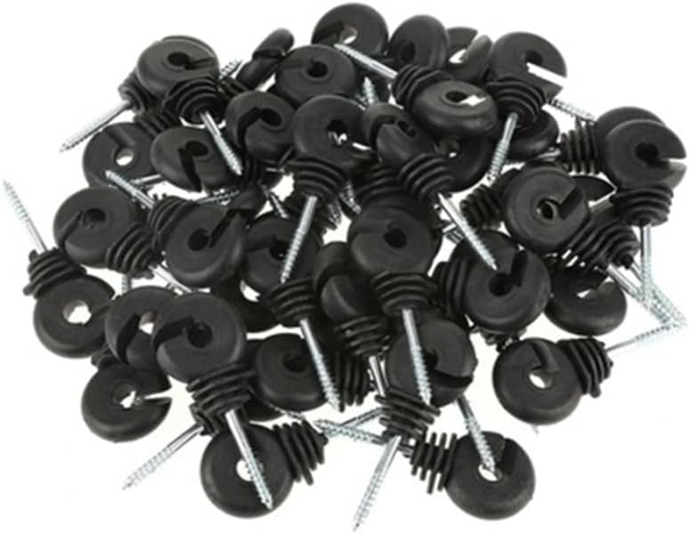 50Pcs Electric Fence Offset Ring Insulator Fencing Screw in Posts Wire Safe Agricultural Garden Supplies Accessories - (Size: M4, Length: 90mm, Color: Black)
