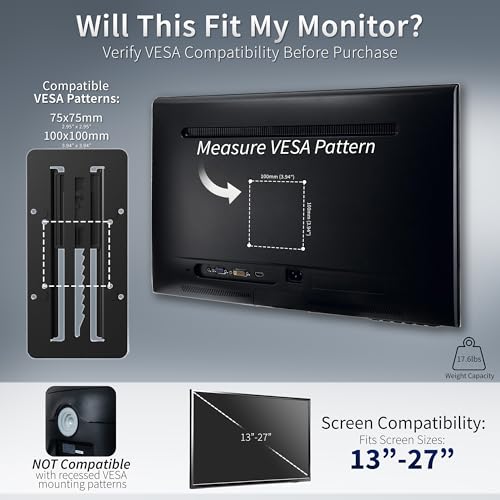 Image of VIVO Height Adjustable VESA Adapter Stand for Individual Monitors up to 27 Inches Black