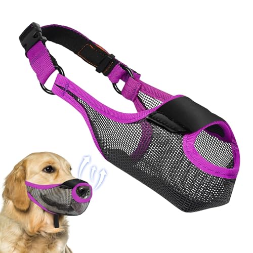 犬用マウスガードカバー、犬用メッシュマズル,噛みつき防止犬用メッシュマズルカバー | 小型中大型犬用の前開きデザインの調節可能な犬用口ガードマズル
