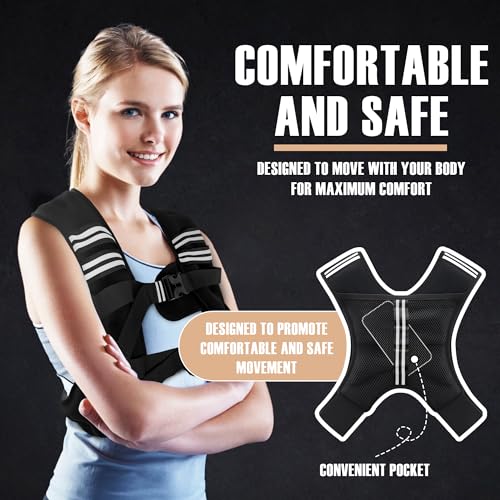 Image of NATURELUX Weighted Vest Men or Women - 5 /10 /15 /20 /25 /30lbs Weights with Reflective Stripe, Weighted Vest for Workout Equipment for Strength Training Running - Walking Weight Loss