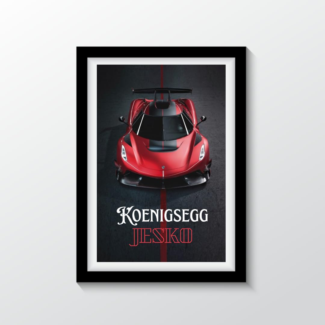 Koenigseggg Jesko Supercar Framed Poster – A4 Size 8X12 Inches – Car Posters For Wall With Frame| 3mm Unbreakable Acrylic Glass | for Living Room, Bedroom, Hostels, Boys Room