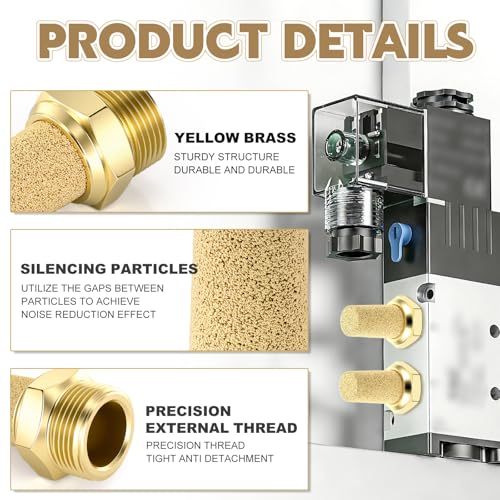 Bwintech 10 Pcs SL-01 Luftschalldämpfer, 1/8\ Außengewinde gesintert Messing Auspuffschalldämpfer