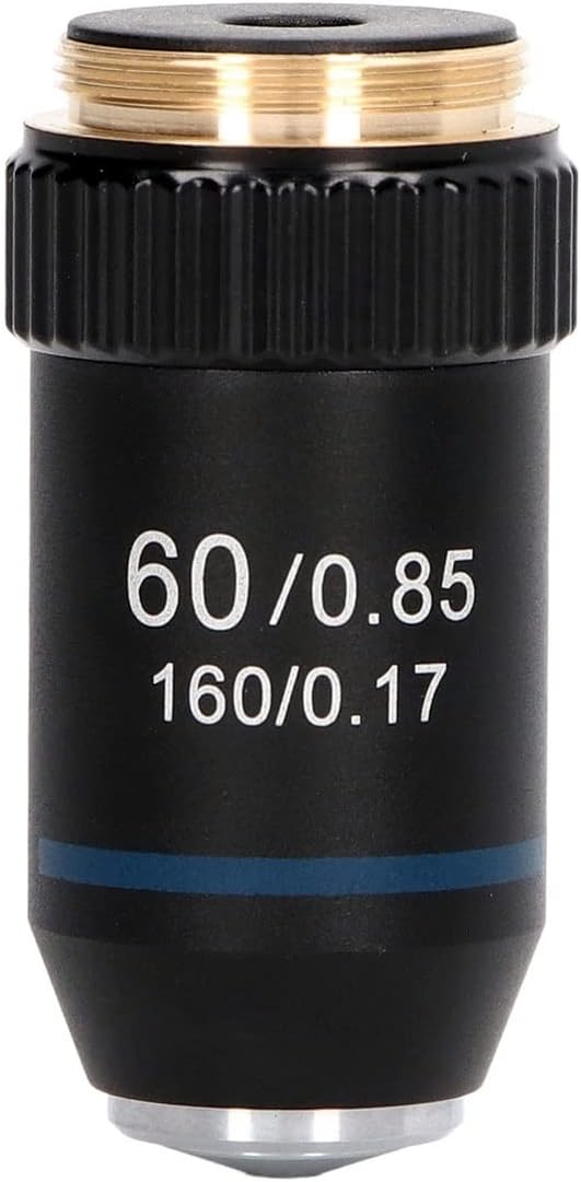 Microscope Kit Microscope Auxiliary Lens Achromatic Microscope Objective Silver Microscope Objective Len with 20.2mm Standard Interface Microscope Lens Adapters (Color : 60X)