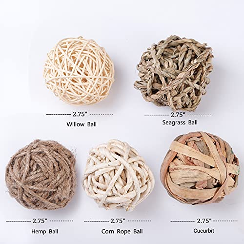 RABBITP 9 Pcs Rabbit Chew Toys for Treat and TeethNatural Grass Willow Balls for Bunny, Rabbit, Hamster, Guinea Pig Pet… - Image 3