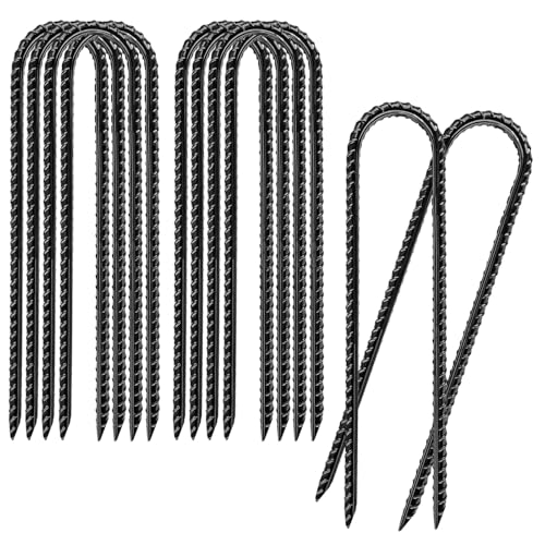 8 Inch 10 Pack Rebar Stakes U Shaped Heavy Duty Galvanized Ground Anchor Stakes for Fence Tent Trampoline and Yard Decorations