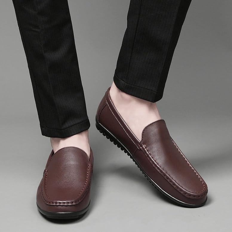 Classic Men's Leather Dress Shoes Slip On Pointed Toe Derby Shoes Classic Formal Business Oxfords Shoes3