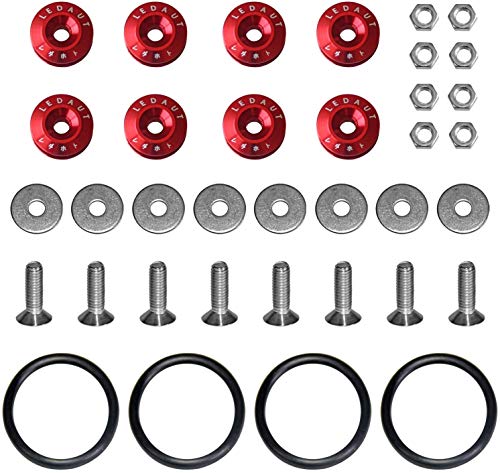 Ledaut Bumper-Quick-Release-Kit Red-8Pcs Red Finish Car Body Moldings Bumper Quick Release Bumper Fasteners For Car Bumpers Trunk Fender Hatch Lids Kit #TOP1