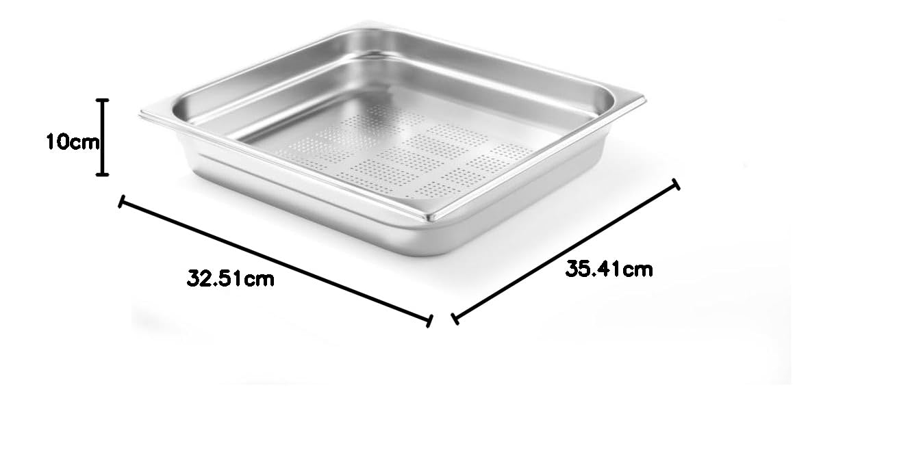 HENDI Contenitore Gastronorm, GN 2/3, resistenza termica -40 °C a 300 °C, compatibile con i forni a convezione, frigoriferi, bagno María, chafing dishes, 9L, 354x325x(H)100mm, acciaio inox 18/10