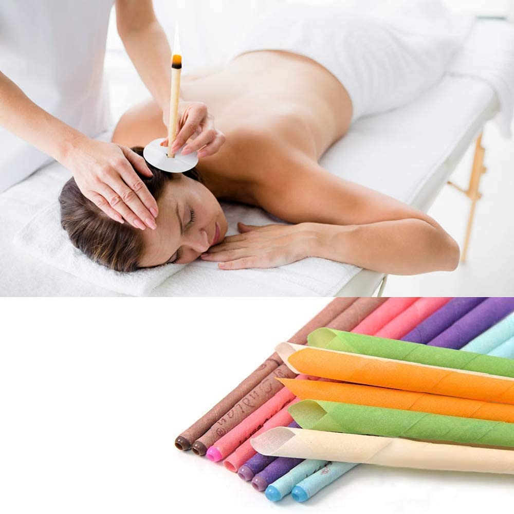 16 PCS Coni per orecchie, Candela di cera d'api, Candele Coniche Cave, Protezione per le orecchie con 6 gusci di candele (8 colori)