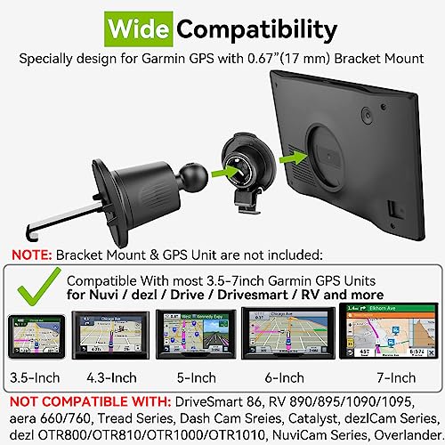 Aoxuantec For Garmin Gps Car Mount Upgraded [Military-Grade Stable Metal Hook], Replacement Gps Air Vent Car Holder Compatible With Garmin Nuvi Dezl Drive Drivesmart Rv #TOP1