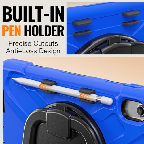 Coque silicone iPad 10e génération protection intégrale bleu avec sangle