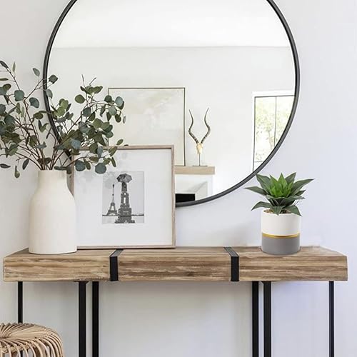 Miniatura 4 de Briful Suculentas plantas artificiales de aloe de agave falsas en maceta de cerámica dorada y gris oscuro de 9.4 pulgadas de alto, pequeña planta de