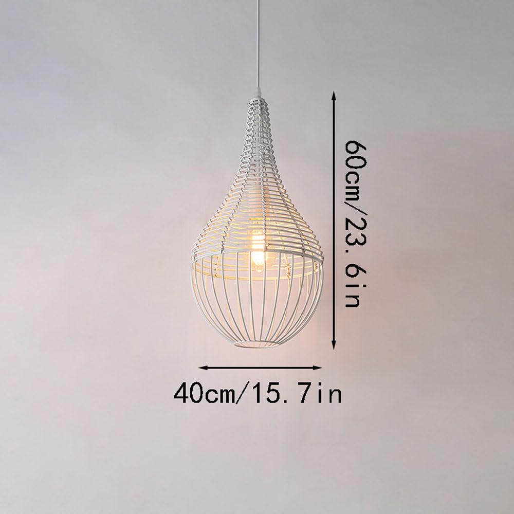 GeRRiT Portalámparas E26/E27 Lámpara de ratán Estilo Vintage Lámpara Colgante Trenzada a Mano Longitud del Cable de luz Lámpara de ratán Ajustable Adecuado para Pasillo, lámpara de Estudio