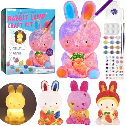Paint Your Own Bunny Lamp Kit, Art Supplies Arts & Crafts Kit, Painting kit for Kids 6-12, Arts and Crafts for Kids Ages 8-12, Toys Girls Boy Birthday Easter Gift Ages 3 4 5 6 7 8 9 10 11 12+