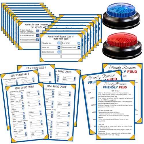 Xminc Family Friendly Feud Game with 2 Answer Buzzers Fun Trivia Quiz Card Game for Family Game Night Holiday Gathering Party & Team Building Interactive Board Games for Group Activities