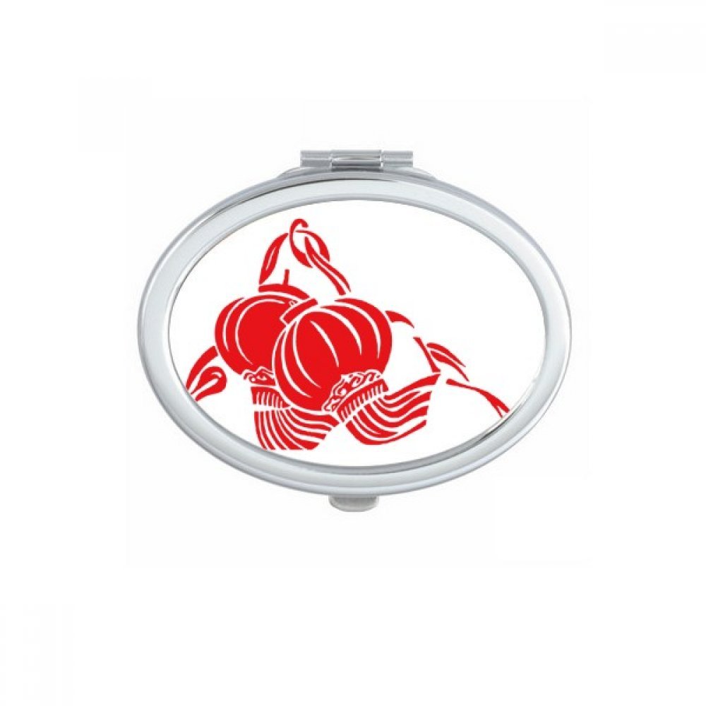 Miroir ovale de maquillage fait main, miroir de poche avec motif organisme marin raffiné