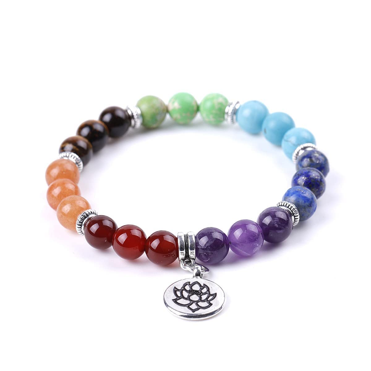 Eigso 7 Chakra Braccialetti Con Ciondolo A Forma Di Cuore In Oro Per Uomini E Donne Braccialetti Con Ciondolo In Cristallo Mala Con Perline Unisex Regolabili 2 Pezzi Per Regalo