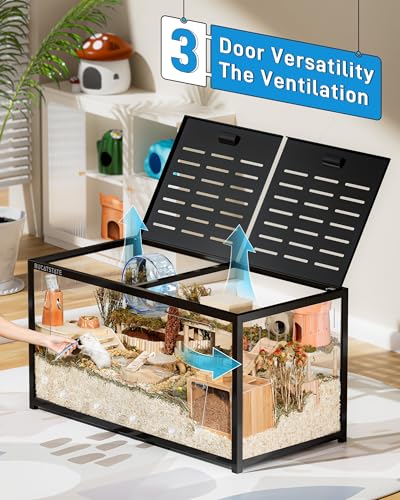 Image of BUCATSTATE Hamster Cage Metal 3.0 - Chewproof Large Rat Cage Stackable with Top Access Easy Assemble 47L x 23.6W x 25.5H Inches Dwarf Syrian Hamster Tank for Gerbil Mouse (7.75 ft, Black)