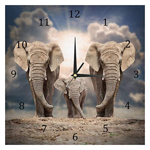 Aisso Wall Clocks Animals African Elephant Battery Operated Number Clock For Bedroom Living Kitchen Office Home Decor Silent & Non-Ticking #TOP30