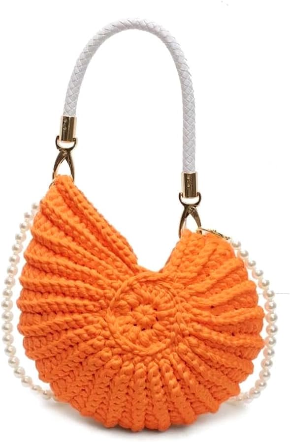 Handwoven Seashell Bag for Women Fashion Crochet Summer Boho Beach Tote Crossbody Bag Cute Conch Shoulder Handbag
