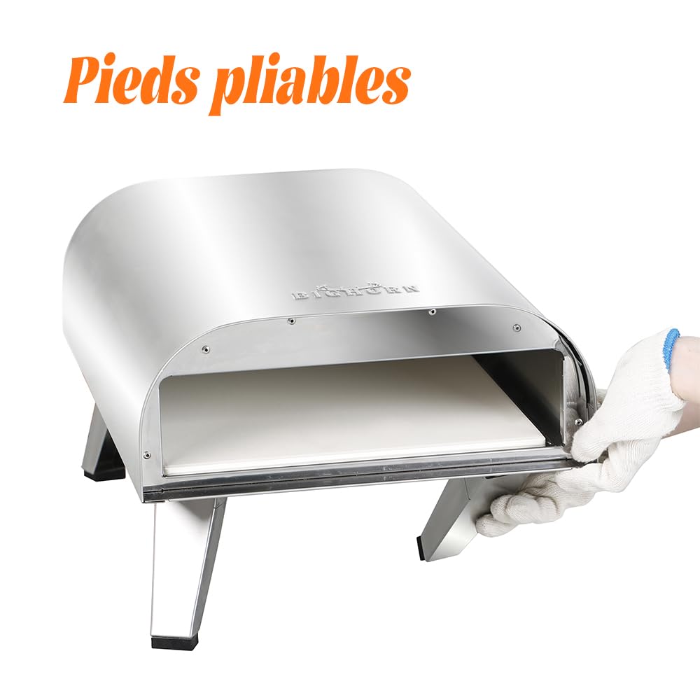 BIGHORN Four à pizza au gaz portable, pieds pliables