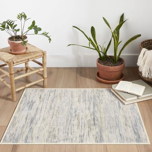 2x3 Gray Beige Neutral Multi Modern Abstract Rug for Entryway, Super Soft Small Washable Area Rug, Non-Slip Kitchen Rugs, Low-Pile Mat for Bedside, Indoor Door Mat
