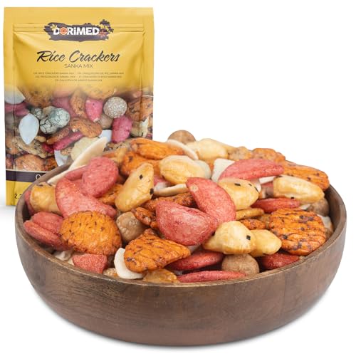 Mélange apéritif I Craquelins de Riz Sanka 1 Kg | Collation aux saveurs sucrées, épicées et salées | Riz frit, arachides, blé, maïs et sésame avec une pincée de sel et de soja | sac refermable |
