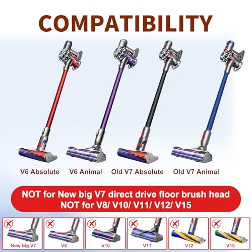 Image of For Dyson V6 Replacement Parts: Brush Roller For Dyson V6 Roller Brush Replacement Animal Absolute Cordless Vacuum Attachments, Part No. 966821-01, 966084-01 (4-Prong, tip is 45mm)