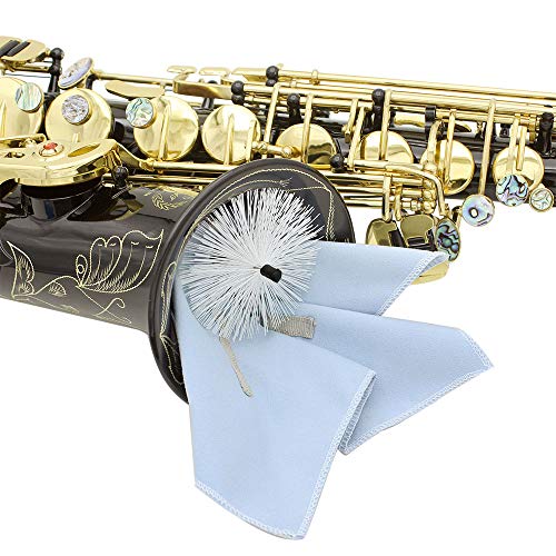 Mowind Saxophone Sax Cleaning Tool Neck Strap Mouthpiece Brush Cleaning Cloth Gloves Cleaning Kit 6-in-1 - Thumbnail 5