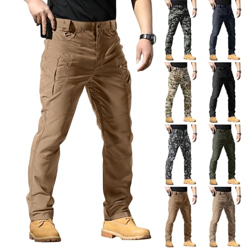 Ripstop Cargo Pants for Men Relaxed Fit Waterproof Flexcamo Tactical Work Pants Lightweight Hiking Pants with Pockets