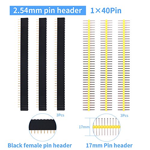 Glarks 248Pcs 40 Pin Breakaway Pin Headers And 2.54Mm Circuit Board Jumper Caps With Breadboard Jumper Wire Ribbon Cables Connectors Assortment Set For Electronic Technology Arduino Diy #TOP4
