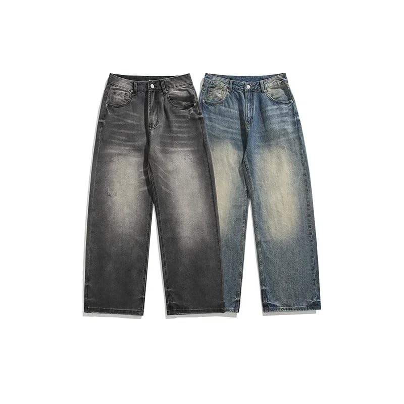 Washed Jeans Trousers Denim Pants Wide Leg Casual Hip Hop Style4