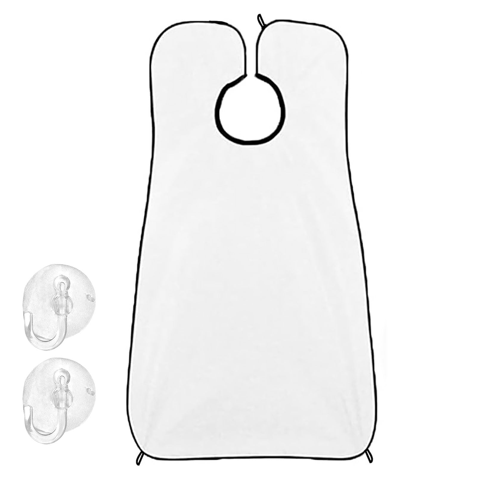 Snxceug Men's White Beard Bib Apron With Two Suction Cups, Waterproof Hair Clippings Catcher, Shaving Cape, Christmas Valentines Gift For Him