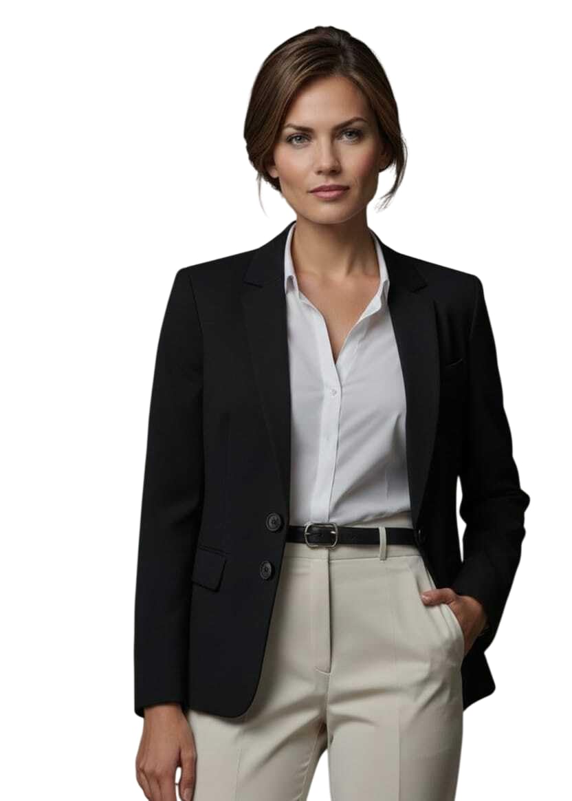 Women Cotton Blend Solid Single Breasted Blazer with Notched Lapel | Full Sleeves, Button Closure, Regular Fit Formal Blazer for Womens & Girls | Lightweight & Breathable Fabric (Black)_46-image-39