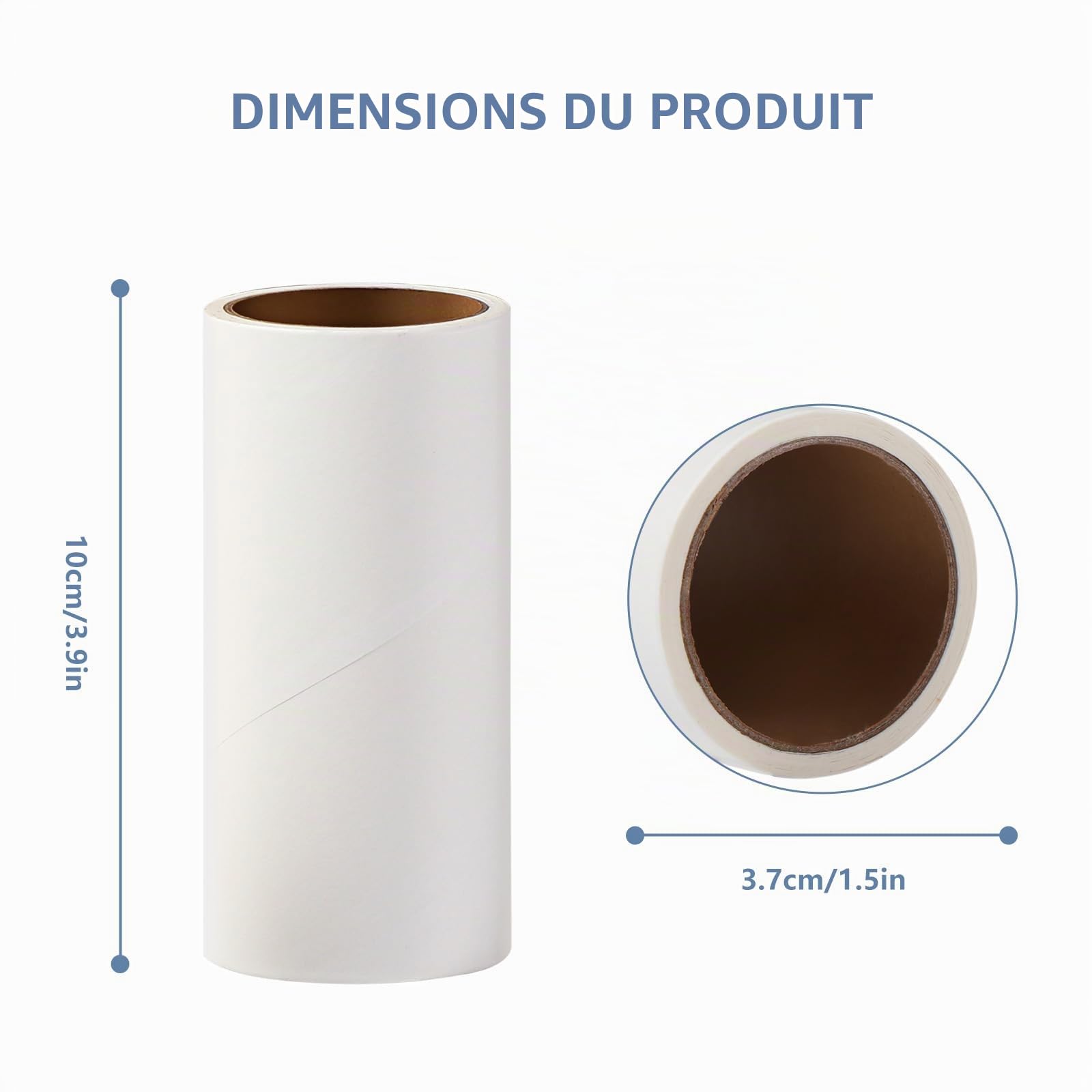 Vinabo Rouleau Adhesif Vetement Recharges 6 Rouleaux,Total 360 Feuilles Rouleau Poils Animaux très Collant,Recharge Brosse Anti Poils Animaux pour Vêtements,Lit,Tapis,Poils d'animaux Chats/Chiens