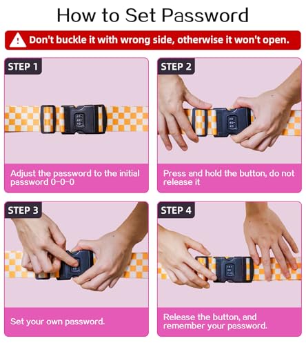 Image of Luggage Straps for Suitcases Travel Belt Luggage Band with Lock Heavy Duty Traveling Luggage Identifier Cute Women Girls Flower Unique Accesory Personalized