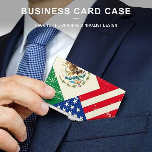 U.S.A Mexico Flag Business Card Holder Slim Credit Case Pocket Name Case Wallet for Men Women3
