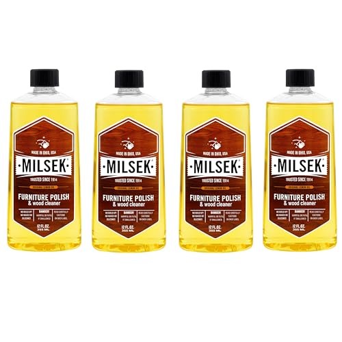 Milsek Furniture Polish and Wood Cleaner with Lemon Oil - Multipurpose Solution for Home Improvement from Hardwood Floors to Kitchen Cabinets - 12 Fl Oz (Pack of 4)