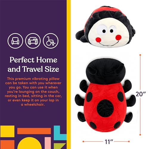Special Supplies Ladybug Sensory Vibrating Pillow, Pressure Activated for Kids and Adults, Plush Minky Soft with Textured Therapy Stimulation Bumps